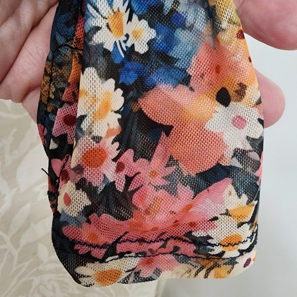 Floral Long Sleeve Top, See Through 92% Polyester ☆ 8% Spandex. - Picture 5 of 9
